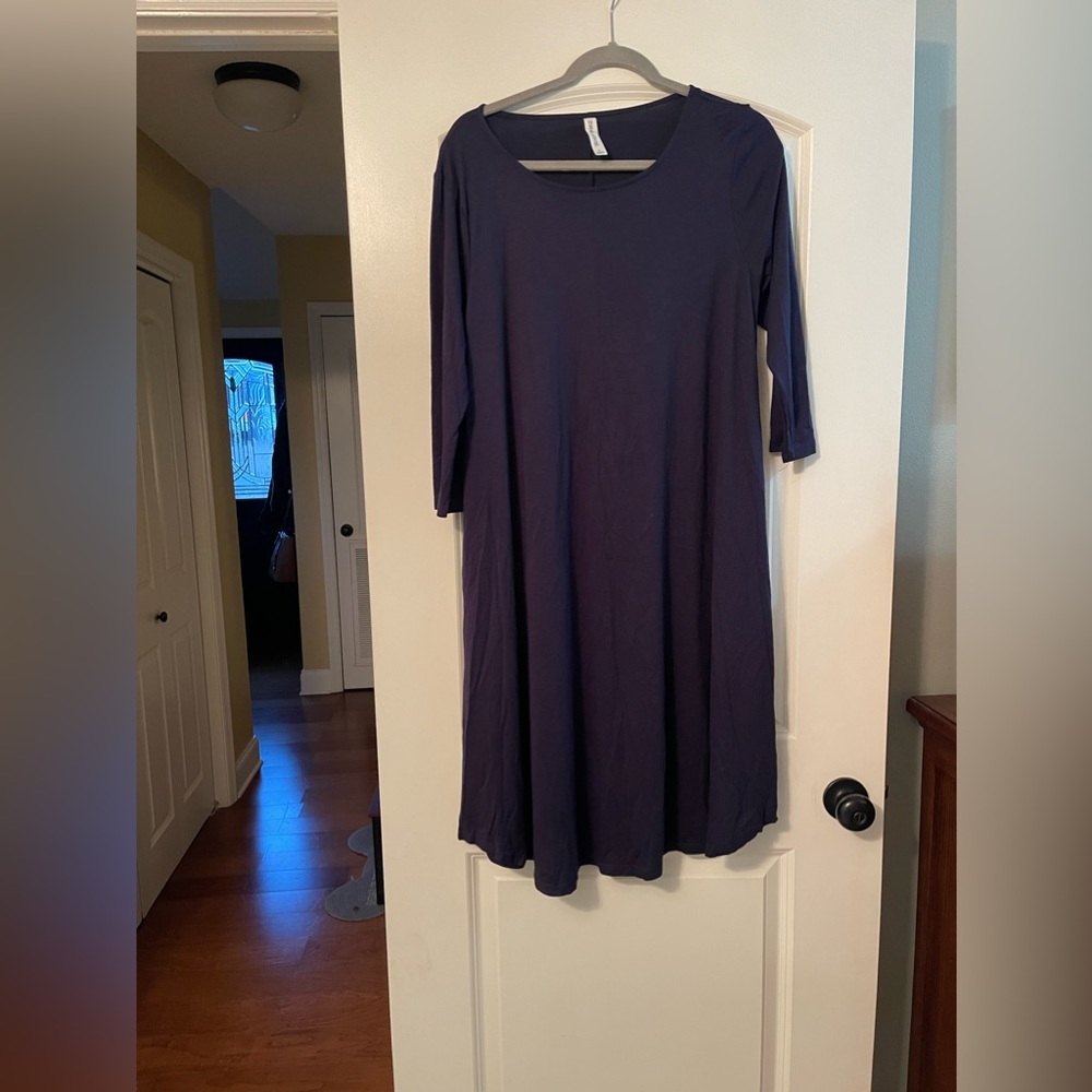 Long Sleeve Midi Dress | Navy | Buttery Soft | $12